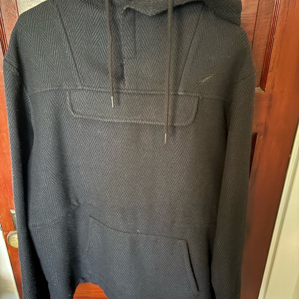 Publish Black and Navy Herringbone Hoodie Jacket